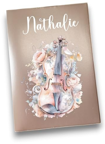 Porte ordonnance motif Violon Musique pour ranger ordonnance, carte vitale, carte mutuelle, rangement dossier médical ref C1014 (nacré datte)