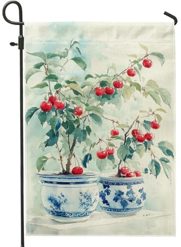 Drapeau de jardin en fleurs de cerisier d'été, bannière de décoration d'intérieur en toile de jute double face, décoration extérieure pour pelouse et jardin, décoration de fête saisonnière 30,5 x 45,7