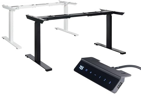 Natural Goods Berlin Höhenverstellbares Tischgestell ECKIG Expert - Höhenverstellbare Tischbeine Weiß Metall Premium Qualität 120 x 160 cm - DIY Schreibtisch Gestell Höhenverstellbar Elektrisch