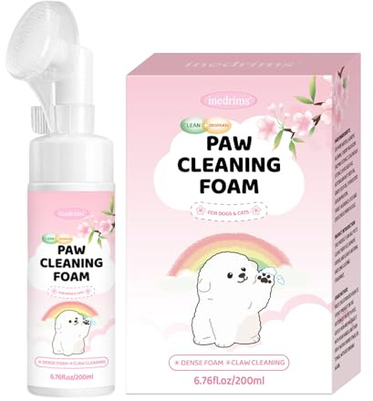 Paw Cleaner for Dogs & Cats, No-Rinse Foam Dog paw Cleaner with Silicone Brush, Gentle Natural Formula, Moisturizes & Cleans Dirty Paws, Safe for Licking, 6.7oz
