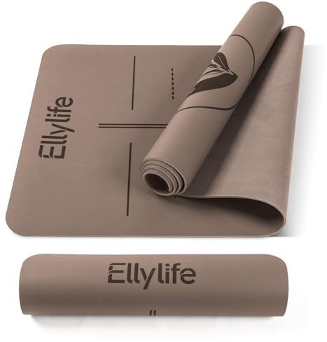 Ellylife Yogamatte aus ECO Naturkautschuk & Hautfreundliches Matt-PU, Extrem Rutschfest, Einzigartiges Design, Inklusive Tragegurt, Nachhaltige, für Reise, Pilates, Yoga, Fitness