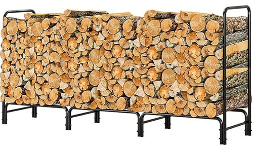 Portalegna Allungato, Scaffale Lungo per Legna da Ardere, Legnaia Orizzontale in Metallo, Design Slim per Spazi Stretti, Ideale per Pareti di Garage e Taverne