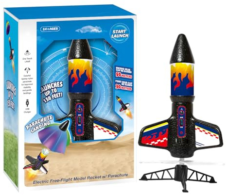 Generisch Jouet de fusée pour enfants, objet volant pour enfants, avec équipement de parachute - Interaction parent-enfant - Jeu éducatif scientifique pour jardin, parc, aire de jeux, activité de