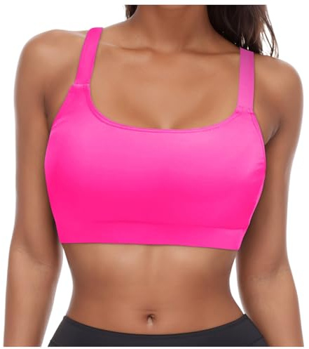 Women's Bikini Tops Scoop Neck Swimsuit Top Push Up Padded Athletic Bathing Suit Adjustable Straps Swim Crop Top Bikini Top for Women Plus Size Beachwear