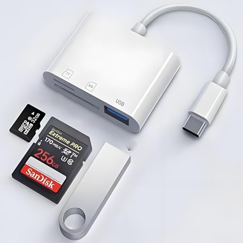 GERUI Lector de tarjetas USB C SD USB C a Micro SD TF Lector de tarjetas de memoria Lector de tarjetas de memoria tipo C a USB Cámara Lector de tarjetas de memoria adaptador para iPhone/iPad Pro