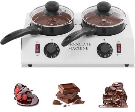 Charocean Chocolate Tempering Machine 86-185℉ Chocolate Melting Pot with Non-Stick Pot & PTC Heater, Professional Chocolate Melting Machine for Artisanal Baking, Cafes, UK Plug (2 Pots)