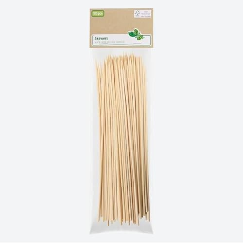 FSC naturliga bambuspettpinnar - 100 stycken återanvändbara och biologiskt nedbrytbara - ekologiska träspett för grill, kött, grönsaker och förrätter - 25 cm