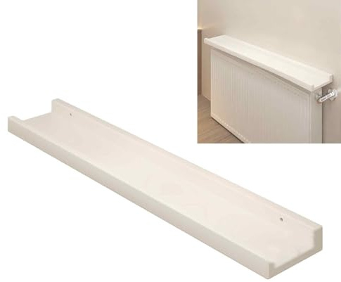 Copri Termosifoni in Legno, Mensola Sopra Termosifone Superiore per Radiatore Antipolvere e Antifumo, L15 cm per Riporre Oggetti e Decorazioni, Lati Rialzati, Portata 25 Kg(White,60x15cm/24x6in)