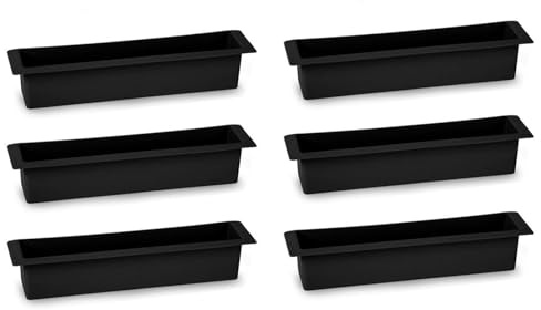Acan Tradineur - Pack de 6 jardineras para Cementerio, plástico, macetero, Flores, nichos, lápidas, mausoleos, Ligera y Resistente, fácil Limpieza, Fabricada en España (Negro - 36 x 8 cm)