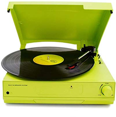 Modern vinyl record player Gramophone 33/45/78 RPM turntable to play bluetooth 2.0 phonograph(Groen)
