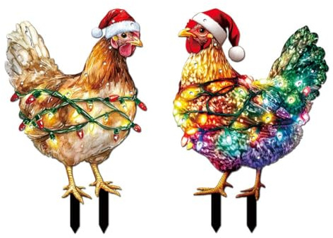 Festliche LED-Weihnachtsschilder, Gartendekoration für den Außenbereich, mit mehrfarbigen Lichtern und Acryl für Süßigkeiten-Ornamente für Rasen, Veranda, Auffahrt oder Balkon, 36 cm, 2 Stück