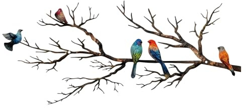 ESTART Metal Birds Wall Art, Metal Vivid Birds Outdoor Wall Decor