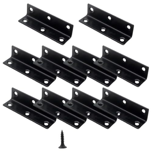 FACAIIO Stainless Steel for L Brackets Raised Garden Bed, Furniture, and Shelves, 80x20x20mm, 6-Hole Design with Screws, 10-Pack, for Black