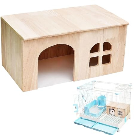 Maison pour Lapin,Cage Habitat En Bois Pour Animaux Avec Une Fenêtre Et Une Porte | Hutte de Lapin Ventilée | pour Hamster, Gerbille, Chinchilla, Hérisson et Furet pour le Repos, le Jeu et le