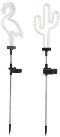 YARNOW Lumières Néon Solaire Flamant Rose et Cactus Lot 2 pour Décoration Jardin Extérieur Fêtes Noël Nouvel An