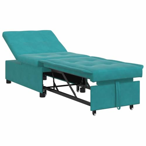 XHNIFBN Schlafsofa Türkis 194x67x82 cm Samtbezug mit Klappsofa Funktion Modernes Design für Wohnzimmer Gästezimmer Studio und Jugendzimmer kleine Couch