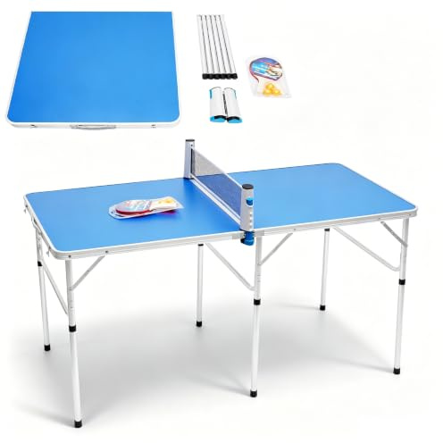 152 x 76 cm hopfällbart tennisbord vikbart bordtennisbord vikbart & bärbart mellanstorlek ping pong bord set för inomhus- och utomhusspel