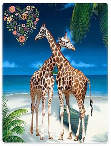 YISUMEI Decke 150x200 cm Kuscheldecken Sanft Flanell Weich Fleecedecke Bettüberwurf Giraffe Liebesherz Strand