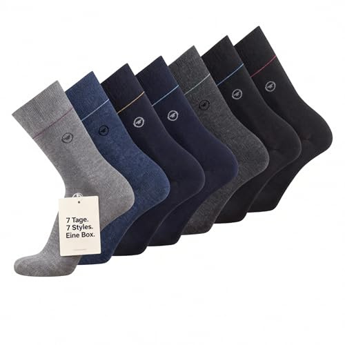 TOM TAILOR Socken - 7er Box Baumwollsocken für Altag und Freizeit - schlichte Herrensocken mit Sortierhilfe - Größe 39-42 und 43-46, Farben:grey melange, SockSizes:43-46