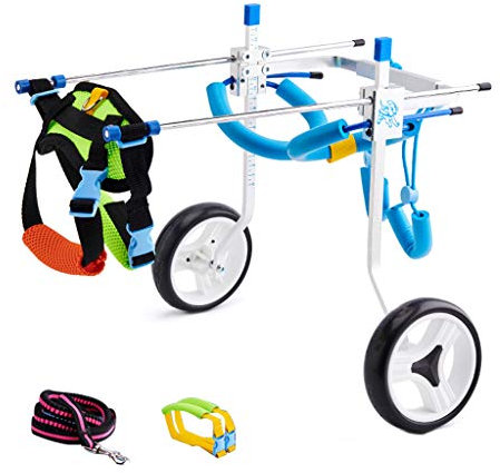 Mobilité Chien en fauteuil roulant, chien handicapé marche assistée chariot pour chien rééducation des jambes postérieures Support complet réglable pour petit chien / chien / chiot handicapé
