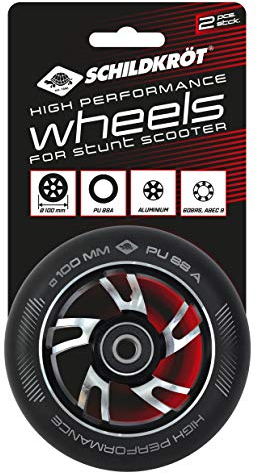 Schildkröt High Performance Ersatzräder für Stuntscooter, 100mm PU Räder (Härtegrad 88A), Alu-Felge, ABEC9 Kugellager, 510981