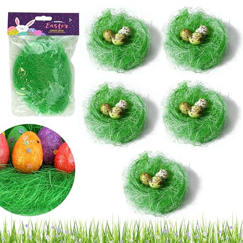 Cestino pasquale da 150 g, verde, decorazione pasquale erba finta, riempitivo per riempire cesti pasquali, decorazioni fai da te per uova di Pasqua, forniture per feste