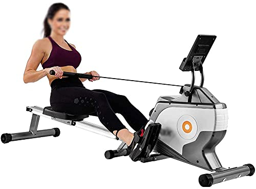 ZWJABYY MáQuina De Remo Plegable para El Hogar,MáQuina De Remo MagnéTico,Maquina Remo Profesional,Remo Fitness Maquina,Pantalla LCD,8 Niveles De Resistencia,Riel Deslizante De Aluminio Doble.