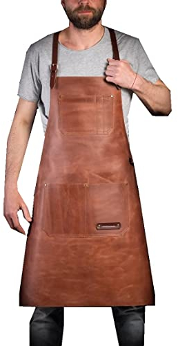 DarkRabbit Lederschürze für Schreiner, Holzbearbeitung, Schmiedekunst – Leder-Grillschürze, Holz-Lederschürze, Küchenschürze für Koch, für Herren und Damen