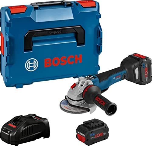 Bosch Professional 18V System Akku Winkelschleifer GWS 18V-10 PSC (inkl. 2x ProCORE18V 5.5Ah Akku, Ladegerät GAL 1880, L-BOXX)