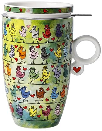 Goebel James Rizzi Teetasse mit Deckel und Sieb 450 ml Birds ON A Love Wire WA