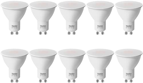 Vanke GU10 LED Bulbs Warm White 2700K, 6W Energy Saving Bulb with 400 Lumen, Halogen Spotlight Bulb 40W Equivalent, 120°Beam Angle, Non-Dimmable, Pack of 10