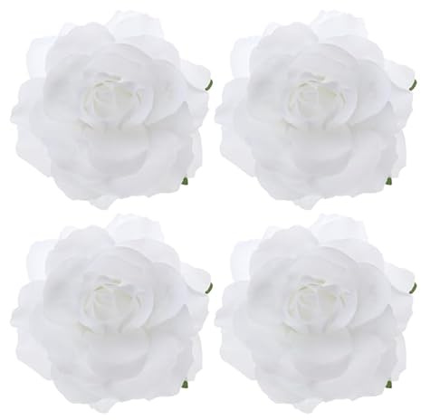 ABOOFAN 4 Stück Rosenhaarschmuck Weiß Haarklammern Für Frauen Mädchen Künstliche Rosen Haarspangen Für Hochzeit Strand Party Festival