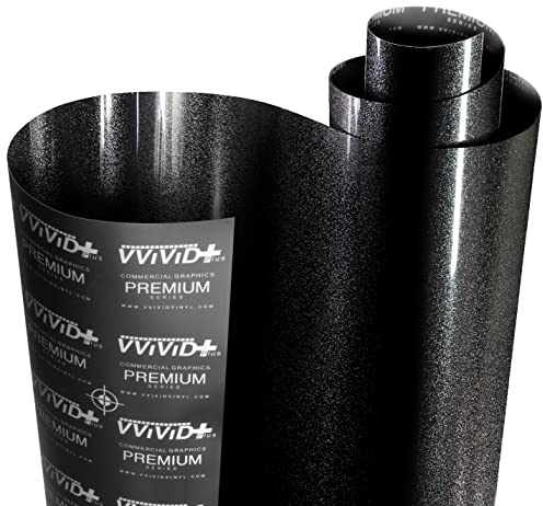 VViViD+ Ultra Gloss Metallic Premium Vinyl Car Wrap Film (1ft x 5ft, Gloss Heavy Metal Black)