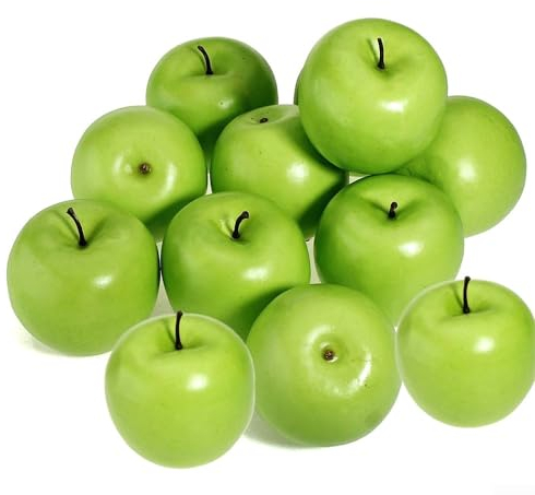 Lioaeust Künstliche Obstäpfel, 10 Stück, große künstliche rot-grüne Äpfel, Früchte für Küche, Zuhause, Party, Halloween, Thanksgiving Essen Dekor (grün)