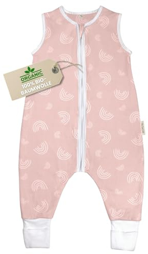 MOYO Baby-Schlafsack mit Füßen in Rosé I Atmungsaktiver Babyschlafsack-Winter in 70 cm I Gefütterter Ganzjahres-Schlafsack 2.5 TOG I Neugeborenen-Schlafsack-Winter aus 100% Bio-Baumwolle