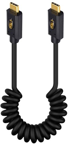 Duttek Câble en Spirale USB4 1M, 240W Thunderbolt 3 USB C Câble, 40Gbps Câble Spirale USB C Mâle à Mâle - Support Vidéo 8K@60Hz pour Thunderbolt 3, eGPU, MacBook, Ordinateurs Portables