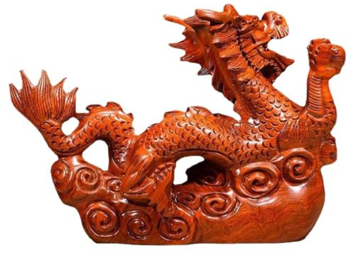 HOLIDYOYO Traditionelle Chinesische Drachenstatue Aus Holz Handgefertigt Für Büro Oder Zuhause