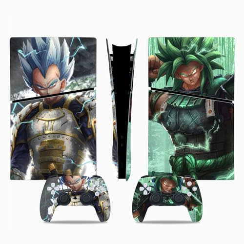 MaD Vision® Extra-Durable Skin Kit per PlayStation 5 (PS5) Digital Slim | Set di Pellicole Adesive in Vinile Opaco per la Console e 2 Controller - per Anime|DragonBall Design
