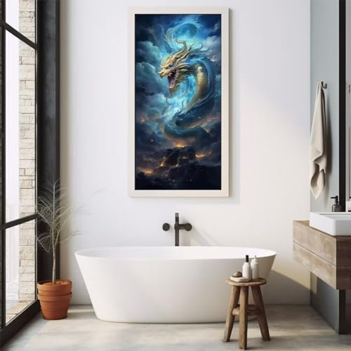 Diamond Painting Chinesischer Drache Diamond Painting Erwachsene, Groß xxl 150 X 75cm, 5D Diamant Painting Bilder Kinder, DIY Malen Nach Zahlen Erwachsene, Crystal Arts Craft, Wand Deko Aesthetic,C681