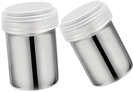 Zerodeko 2pcs Duster Flour Cocoa Powder Chocolate Cacao Powder Reusable Powder Shaker Powder Shaker with Lid Powder Sifter Baking Shaker Baking Tools with Cover Stainless Steel, DH7303500QF