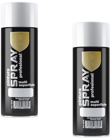 Etrexonline Pintura Spray Multicolor Profesional | 400ml | Adecuado para Metal, Madera & Plástico | Blanco Satinado | Secado Rápido | Paquete de 2