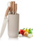 Chef Knife Set with Block, 6-Piece Kitchen Knives Set with Sharp Blades, Professional Knife Set with Ergonomic Handle, Non-Stick Stainless Steel Knife Block Set (Khaki)