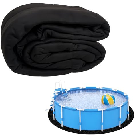 Tacsal Tappetino per piscina da 3,7 m, rotondo, resistente, per piscine fuori terra, per piscine fuori terra, rivestimento nero per piscina, tappetini spessi per piscina, nero