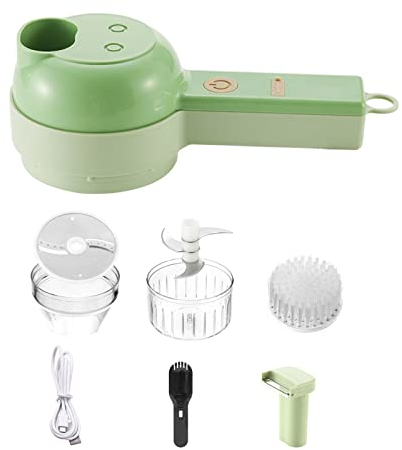 Juego de cortador de verduras eléctrico de mano 4 en 1, cortador de ajo, cortador de alimentos y picador para cocina, cortador auxiliar de alimentos, cortador de verduras, manual eléctrico