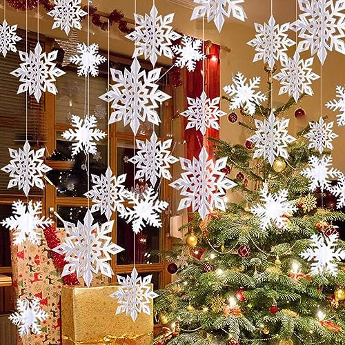 Weihnachtsdeko Christbaumschmuck Schneeflocken Deko Weihnachtsbaumschmuck Innen Baumschmuck Weihnachten Fensterdeko Christmas Decorations Weinachtsdekorationen Weihnachtsschmuck Weiß Tree Anhänger