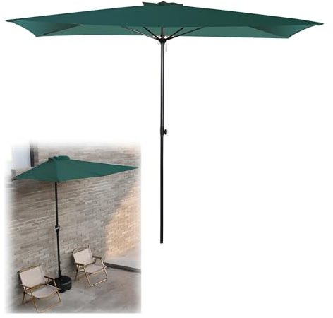 Semisombrilla Para Exteriores Contra La Pared, Sombrilla Rectangular De Jardín, Sombrilla Terraza Con Manivela, Protección Uv, Altura Ajustable, Adecuado Para Comercial, Jardín, Balcón(Green)