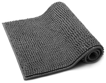 Seamarkt Badematte 50×80 cm – Rutschfester & Weicher Badezimmerteppich, Saugfähiger Badvorleger für Dusche & Badewanne – Chenille – Anthrazit