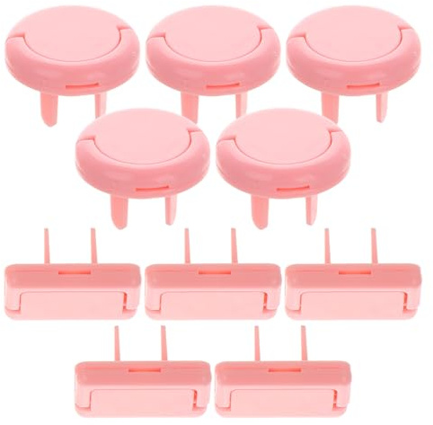 KOMBIUDA Kindersichere Babysicherung ABS Steckdosenabdeckung aus Kunststoff Design Isoliertes 10 Stück Rosa Steckdosenschutz zur Elektrische Wandsteckdosen