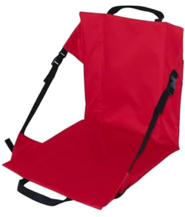 perfk Klappbarer Strandstuhl, Bodenstuhl mit Rückenlehne, Oxford-Stoffpolster mit verstellbaren Riemen, klappbarer Kissensitz für Sportveranstaltungen, Rot