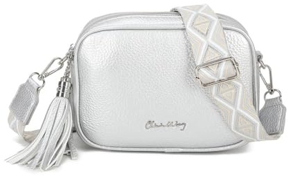 Bolso bandolera mujer pequeño de cuero PU dos compartimentos y dos bandoleras, bolso mensajero para cruzar polipiel regalo original para mujer